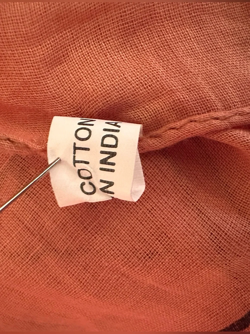 Cotton Meditation Yoga Prayer Shawl with Om Mantra Print in Peach Orange